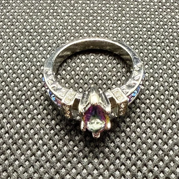 New Stainless Steel & Torina Rainbow Crystal Quartz Ring, Size 6 - Picture 6 of 6